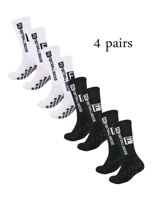 Grip Soccer Socks anti Slip Non Slip Men'S Athletic Socks for Football Basketball Sports, 4 Pair
