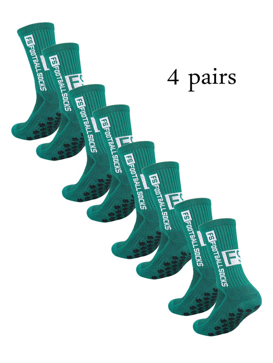 Grip Soccer Socks anti Slip Non Slip Men'S Athletic Socks for Football Basketball Sports, 4 Pair