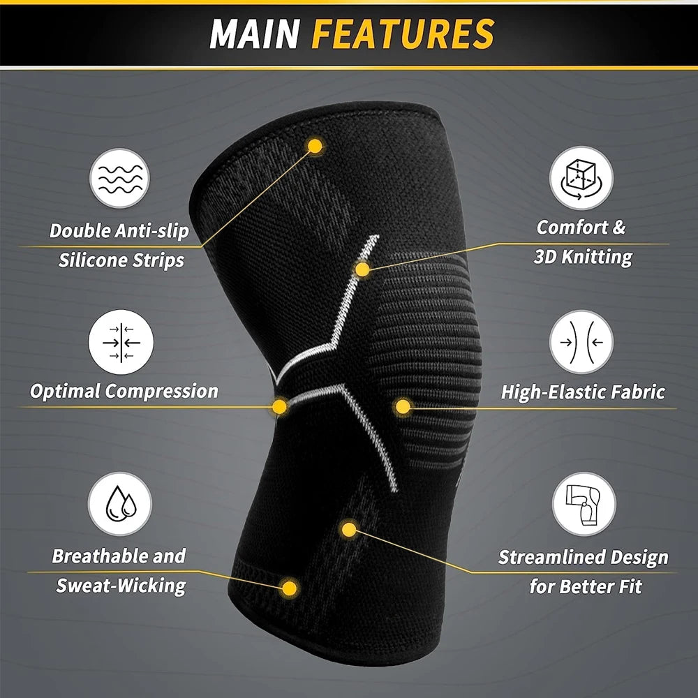 1/2PCS Knee Braces for Knee Pain, Knee Compression Sleeve for Men and Women, Knee Support for Meniscus Tear, Running, Workout