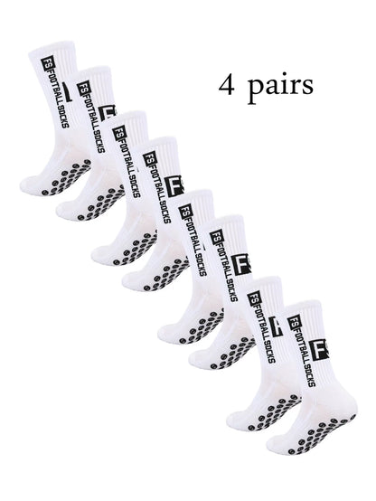 Grip Soccer Socks anti Slip Non Slip Men'S Athletic Socks for Football Basketball Sports, 4 Pair