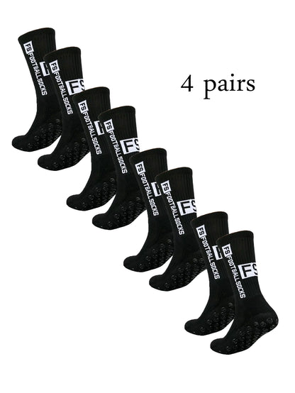 Grip Soccer Socks anti Slip Non Slip Men'S Athletic Socks for Football Basketball Sports, 4 Pair