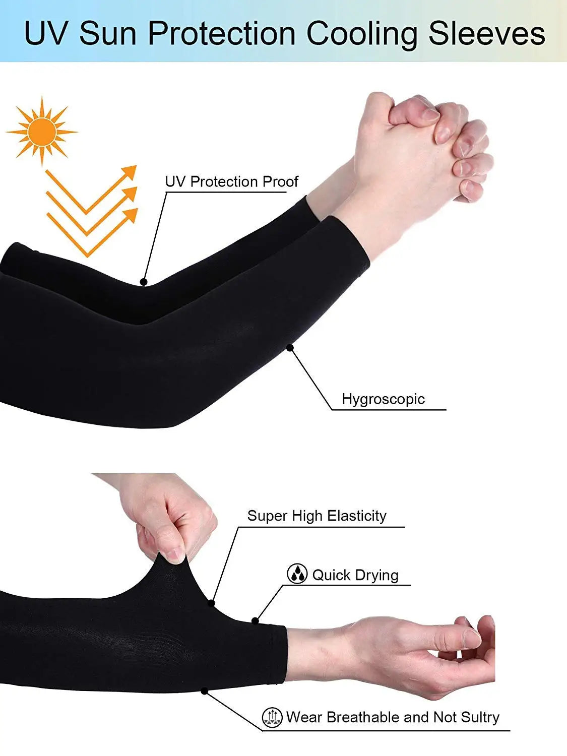 Compression Arm Sleeves for Men and Women, Basketball, Football, Cycling, Uv-Protection, Kids